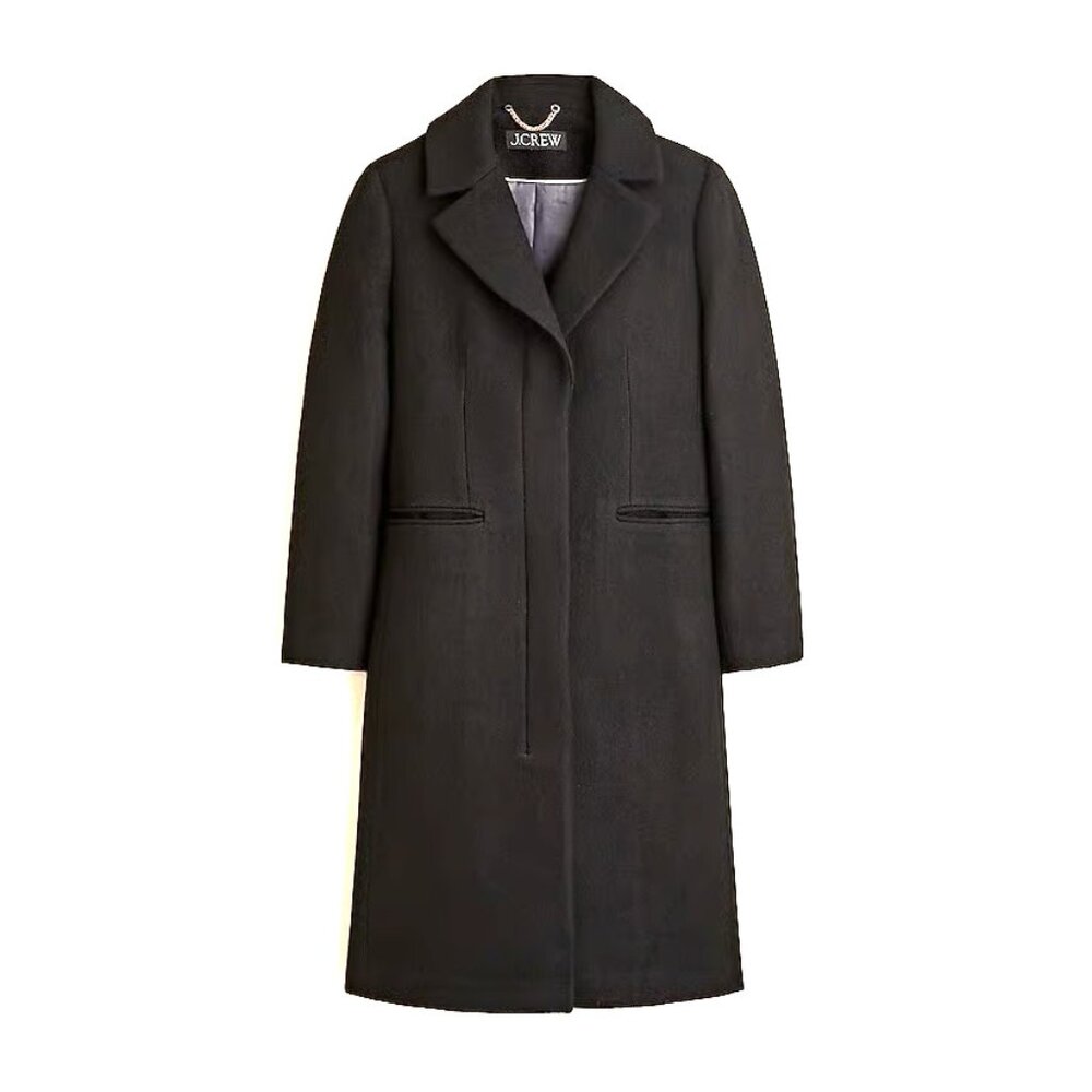 NWT J.Crew Savoy Topcoat in Black Italian Wool-blend Melton Coat 4